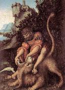 CRANACH, Lucas the Elder Samson's Fight with the Lion oil on canvas